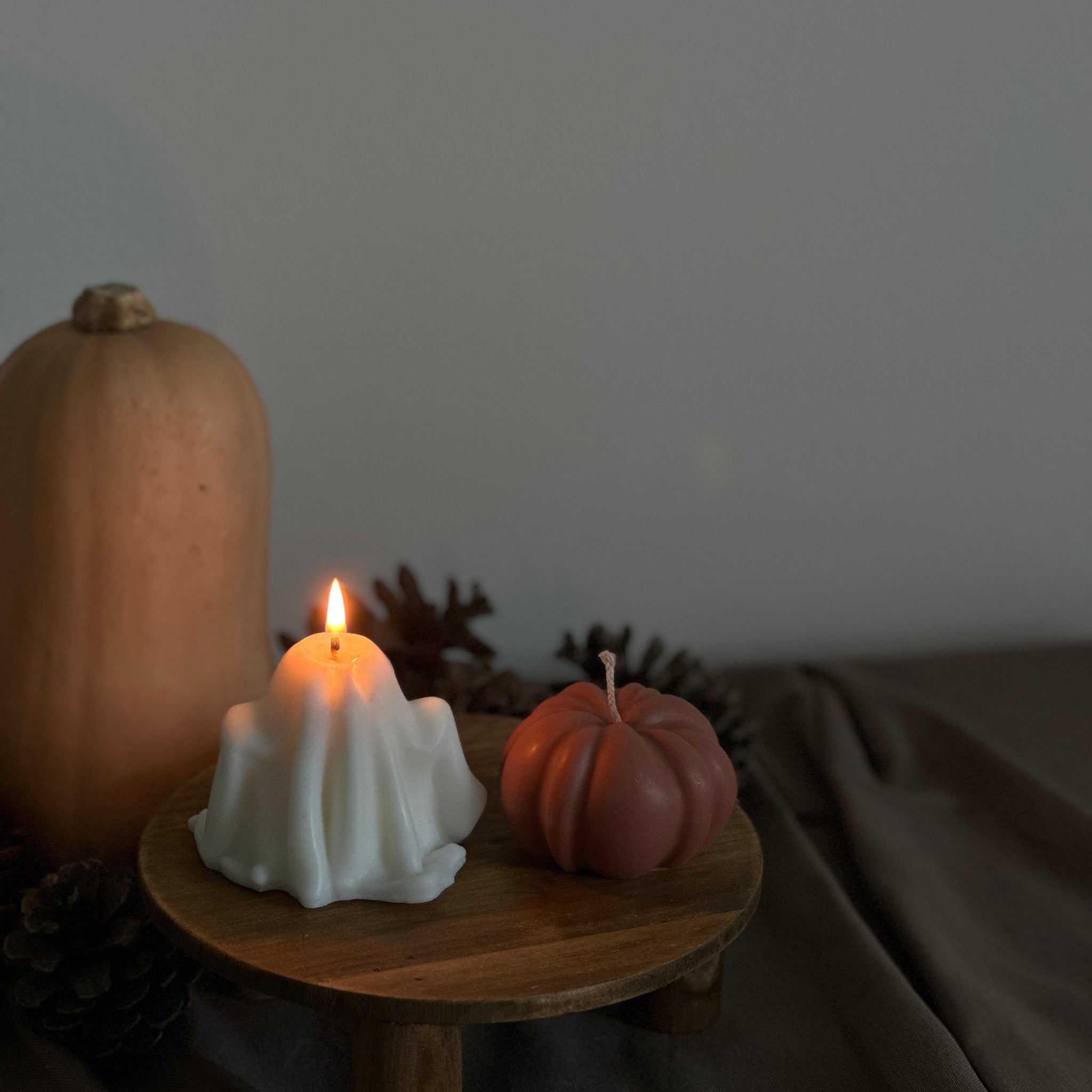 Set ghost + mini pumpkin candle